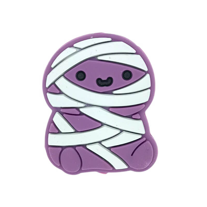 Silicone Focal Beads Purple Bandage Small Mummy Sitting Pose
