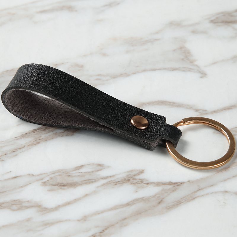 Leather Wristlet Key Ring with Metal Ring 85 x 16mm 6