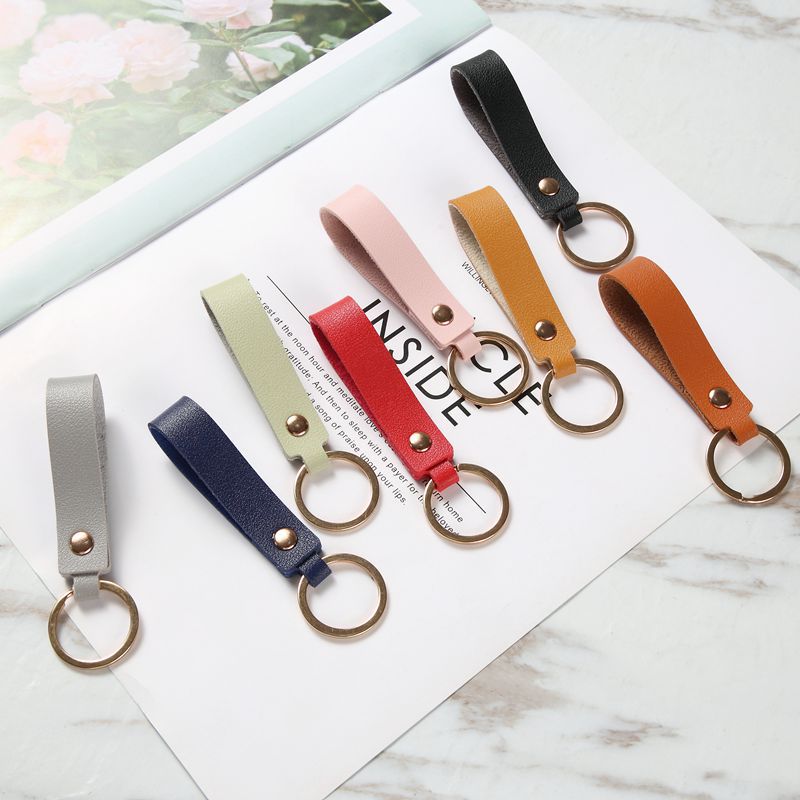 Leather Wristlet Key Ring with Metal Ring 85 x 16mm