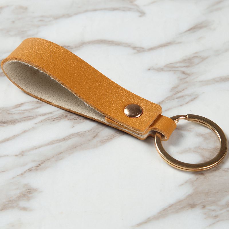 Leather Wristlet Key Ring with Metal Ring 85 x 16mm 8