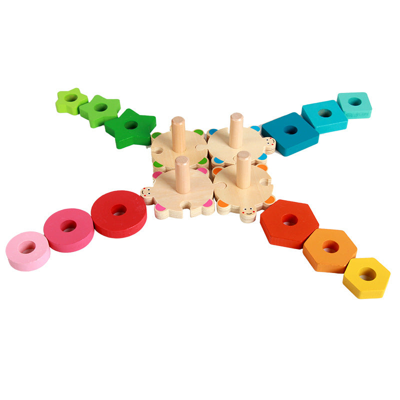 Geometric Sleeve Column Montessori Toys Wooden Building Blocks 4