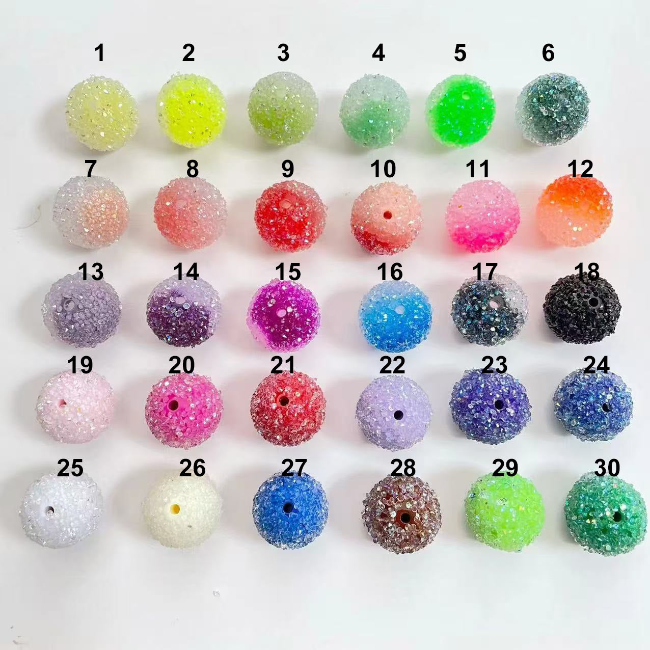 50pcs 20mm Gradient Sugar Rhinestone Beads Sparkling Jewelry Making