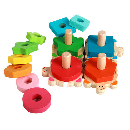 Geometric Sleeve Column Montessori Toys Wooden Building Blocks 3