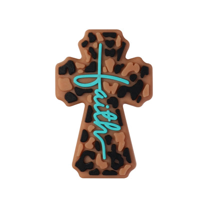 20Pcs Silicone Focal Beads Bible Cross Cutout Center Design 11