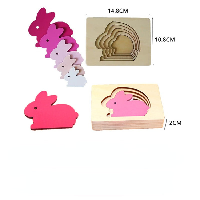 Wooden Multi Layered Gradient Puzzle Montessori Toys for Toddlers 4