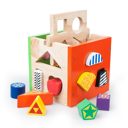 Wooden Building Blocks Geometric Shape Sorting Educational Toy