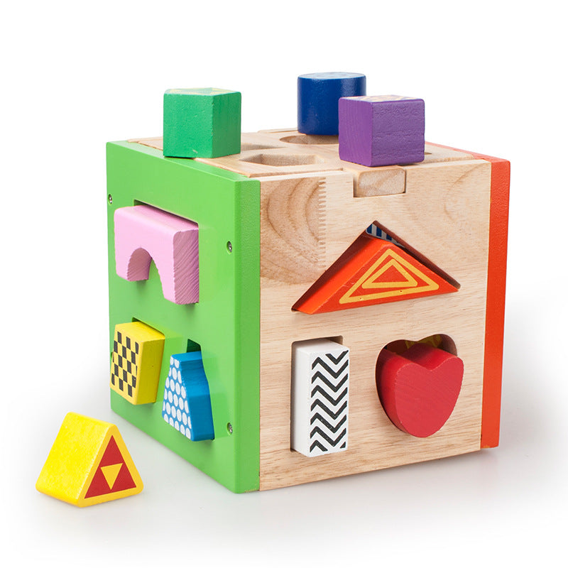 Wooden Building Blocks Geometric Shape Sorting Educational Toy 2