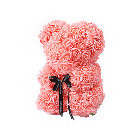 Silk Flower Rose Bear Plush Toy Gift Box 30cm 5