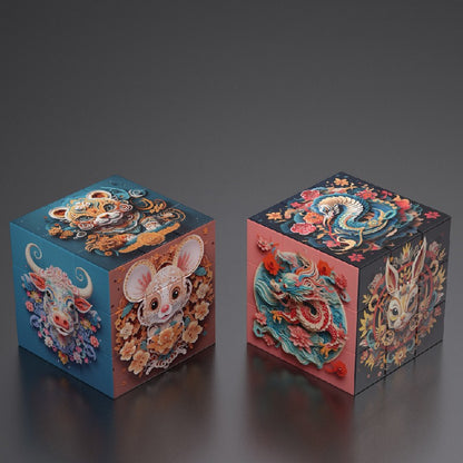 Plastic Zodiac Magic Fidget Cube Puzzle Toy 5.7cm 6