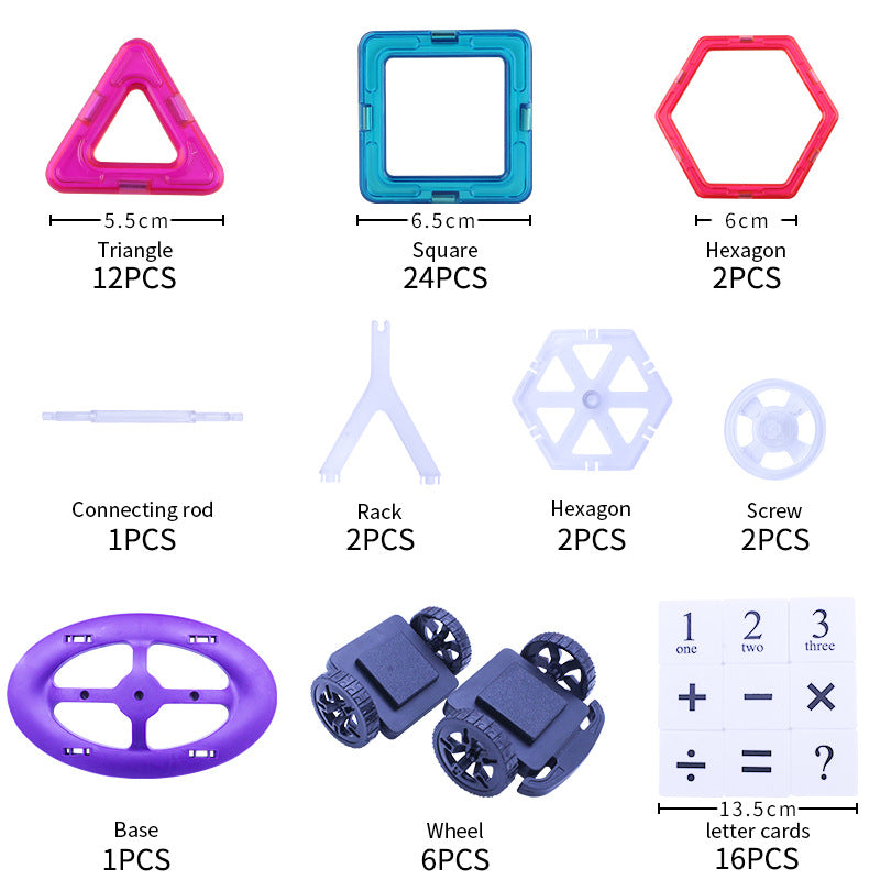 Plastic Magnetic Tiles Building Blocks Educational Toy 68pcs 3