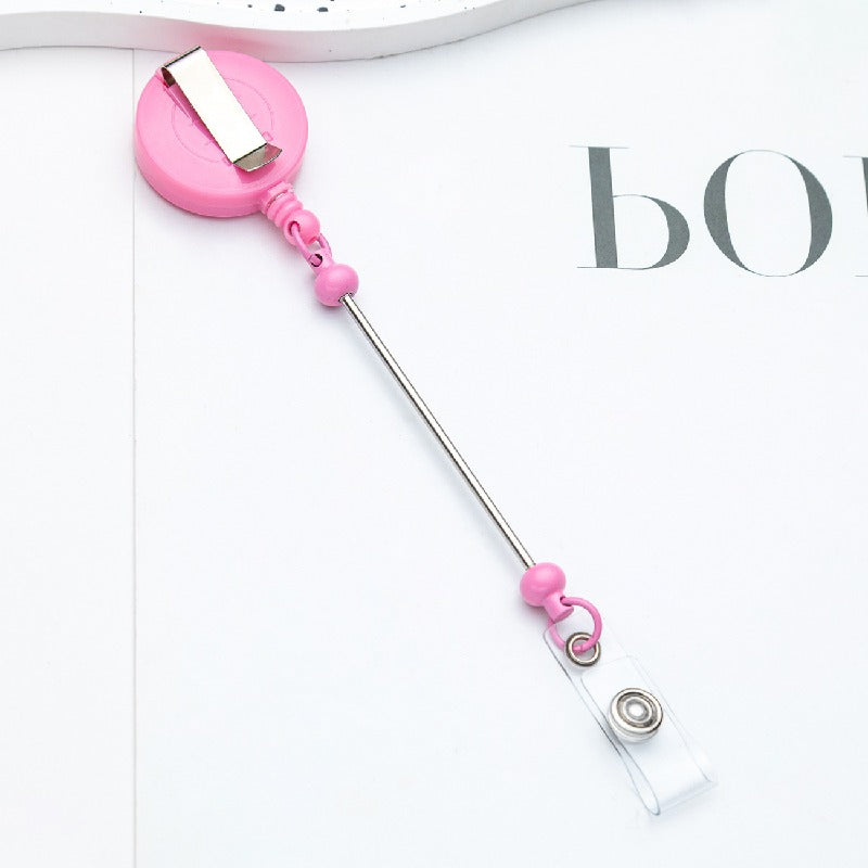 Retractable Beaded ID Keychain Plastic Retractable Badge Holder 11