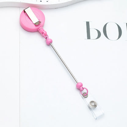 Retractable Beaded ID Keychain Plastic Retractable Badge Holder 11