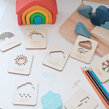 Wooden Weather Awareness Montessori Toys Educational for Kids 2