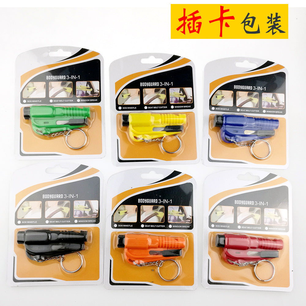 3 in 1 Window Breaker Seatbelt Cutter Whistle Self Defense Keychain 7