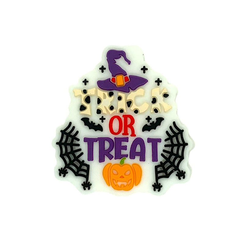 20pcs Halloween Silicone Focal Beads Trick Or Treat with Witch Hat Pumpkin