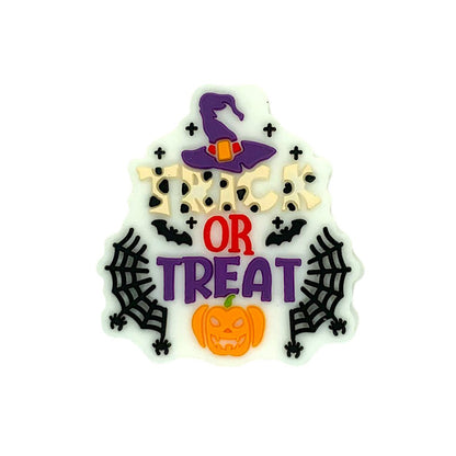 20pcs Halloween Silicone Focal Beads Trick Or Treat with Witch Hat Pumpkin