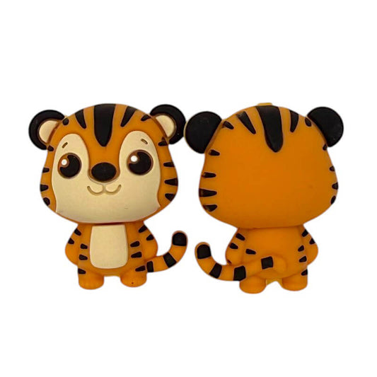 20Pcs Silicone 3D Focal Beads Cute Little Tiger Sitting Pose