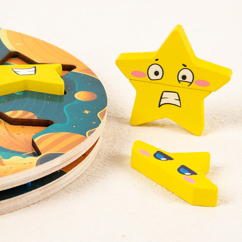 Wooden Building Blocks Star Face-Changing Educational Toy 3