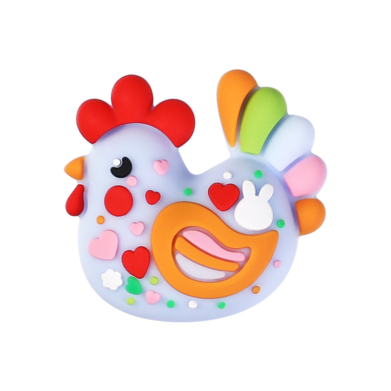 20Pcs Silicone 3D Focal Beads Easter Bunny Chick Holding Easter Egg 23