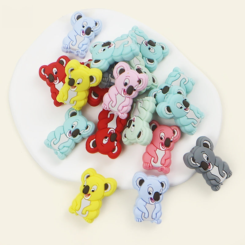 Silicone Focal Beads Multicolor Koala Sitting Pose