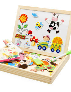 Wooden Magnetic Animal Double-Sided Drawing Board Montessori Toys 16