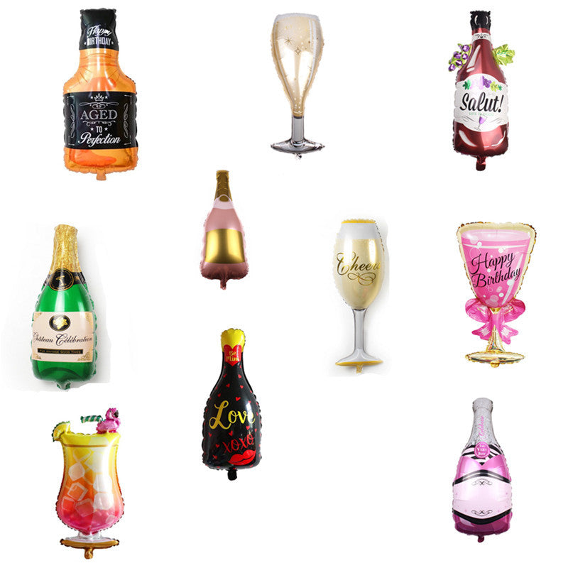 Wine Glass and Bottle Foil Balloons Party Decoration Set 5pcs