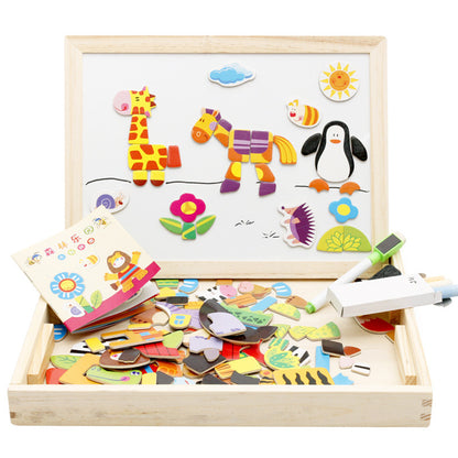 Wooden Magnetic Animal Double-Sided Drawing Board Montessori Toys 15