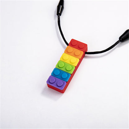 Silicone Building Block Sensory Chew Necklace for Babies 6
