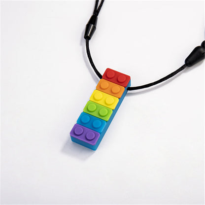 Silicone Building Block Sensory Chew Necklace for Babies 8