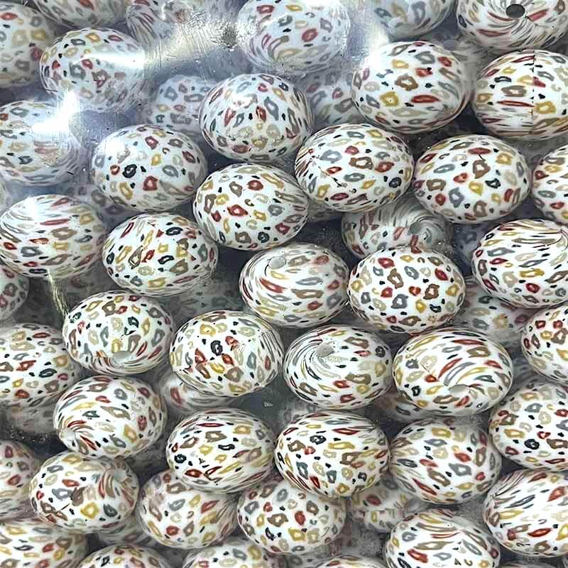 50pcs 15mm Leopard Silicone Beads Printed Design Multi Color 4