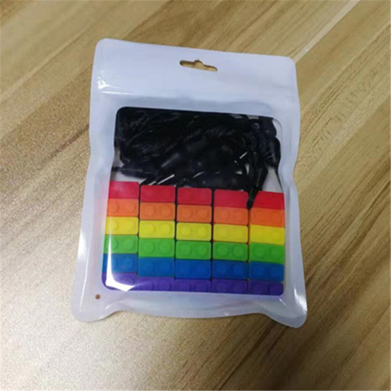 Silicone Building Block Sensory Chew Necklace for Babies 3