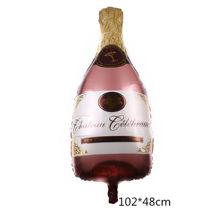 Wine Glass and Bottle Foil Balloons Party Decoration Set 5pcs 17