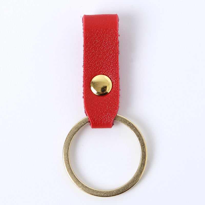 Creative Leather Keychain Simple Loop Design with Metal Ring 7