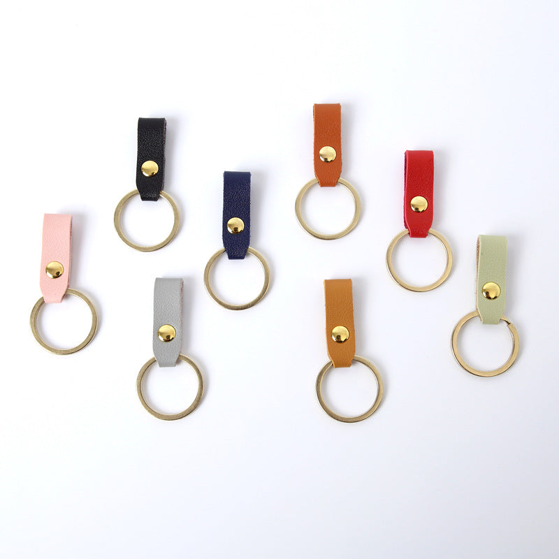 Creative Leather Keychain Simple Loop Design with Metal Ring 4