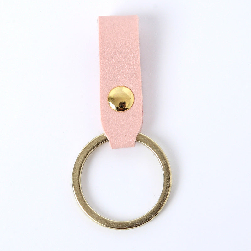 Creative Leather Keychain Simple Loop Design with Metal Ring 10