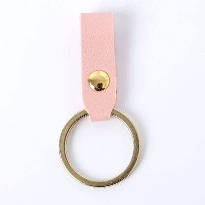Creative Leather Keychain Simple Loop Design with Metal Ring 10
