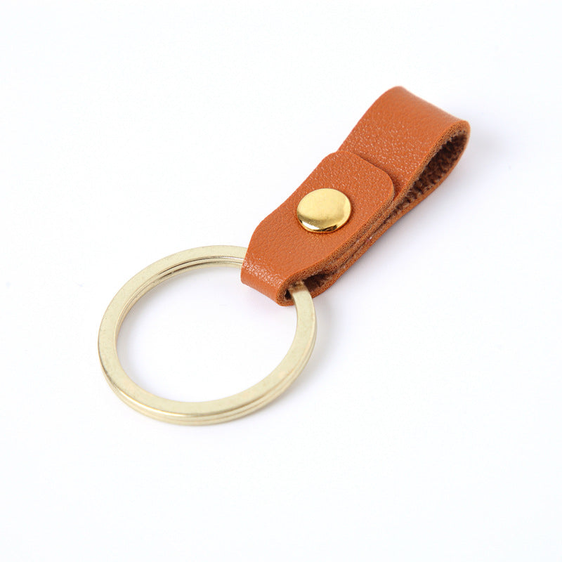 Creative Leather Keychain Simple Loop Design with Metal Ring 2