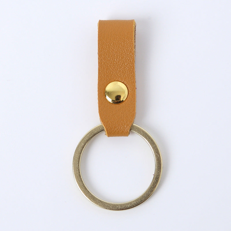 Creative Leather Keychain Simple Loop Design with Metal Ring 5