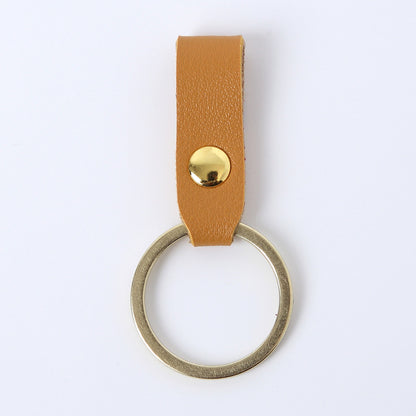Creative Leather Keychain Simple Loop Design with Metal Ring 5