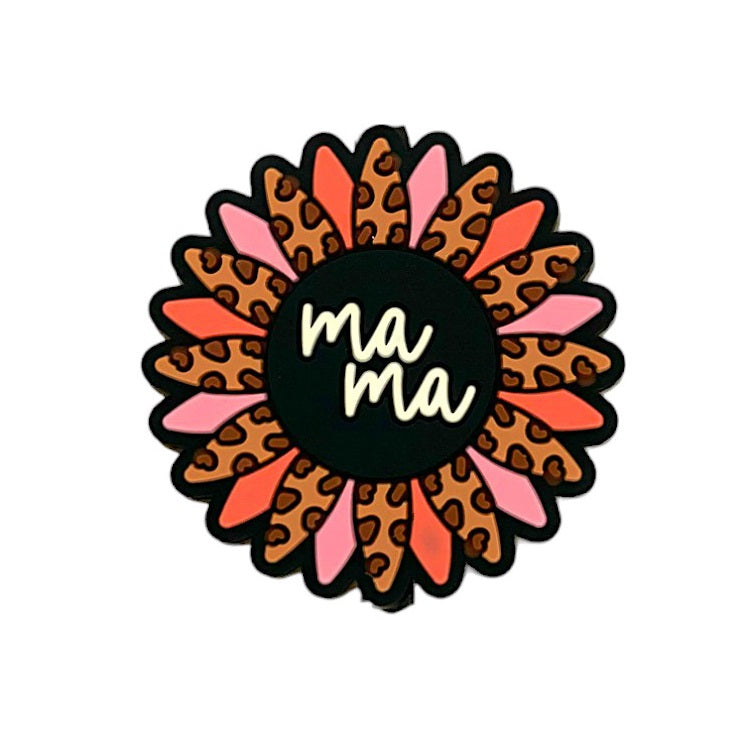 20pcs Silicone Focal Beads Daisy Mama Leopard Pink Orange Petals