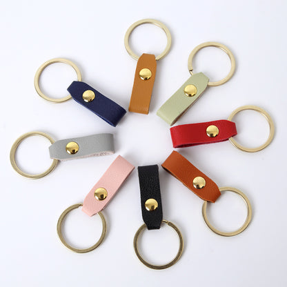Creative Leather Keychain Simple Loop Design with Metal Ring 3