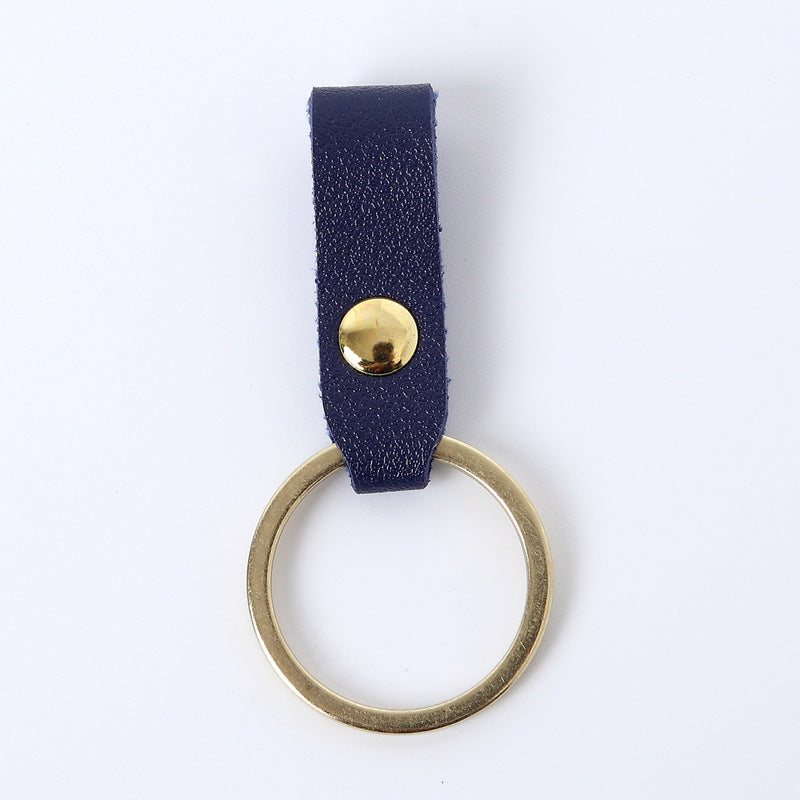 Creative Leather Keychain Simple Loop Design with Metal Ring 11