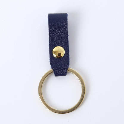 Creative Leather Keychain Simple Loop Design with Metal Ring 11