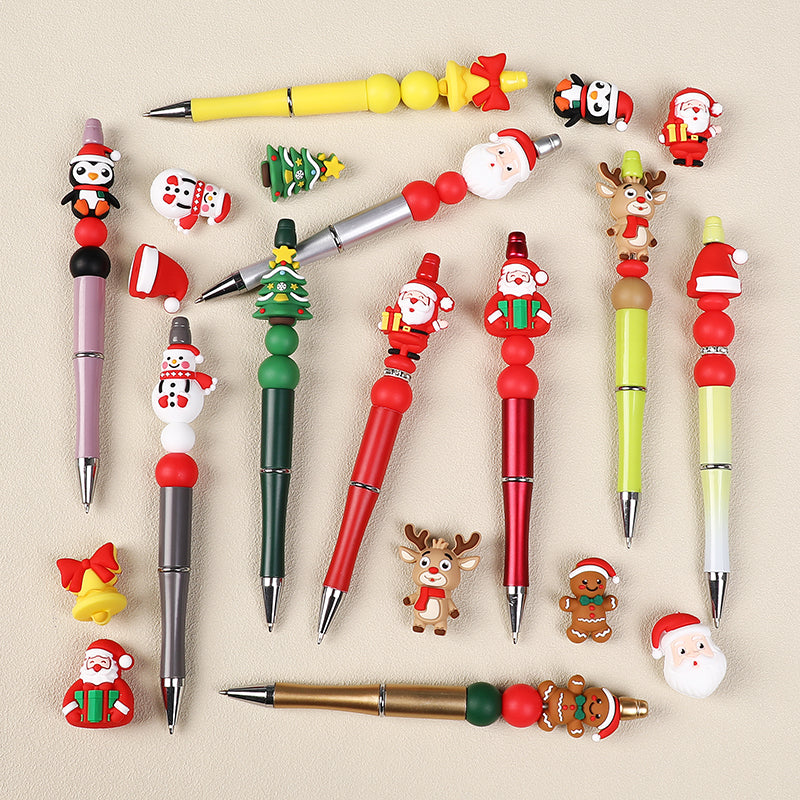 20Pcs Silicone 3D Focal Beads Christmas Themed Gingerbread Man Full Body 7