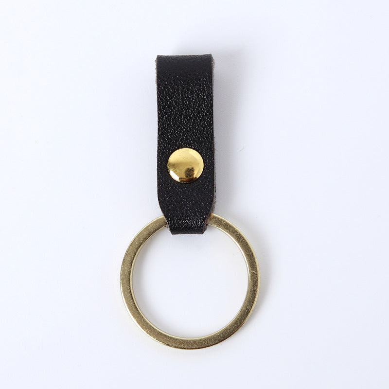 Creative Leather Keychain Simple Loop Design with Metal Ring 8