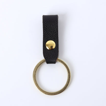 Creative Leather Keychain Simple Loop Design with Metal Ring 8