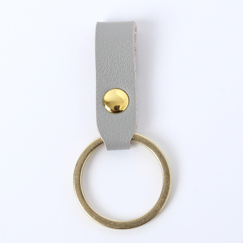 Creative Leather Keychain Simple Loop Design with Metal Ring 9