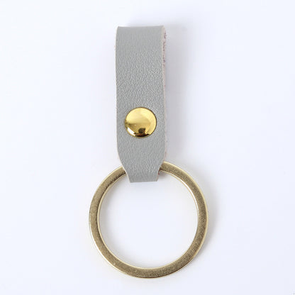 Creative Leather Keychain Simple Loop Design with Metal Ring 9