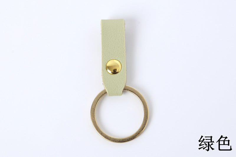 Creative Leather Keychain Simple Loop Design with Metal Ring 12