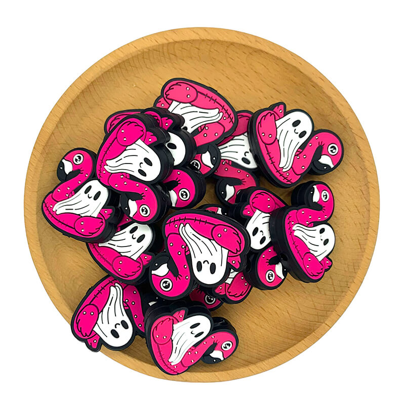Silicone Focal Beads Ghost in Flamingo Float Halloween Design 2